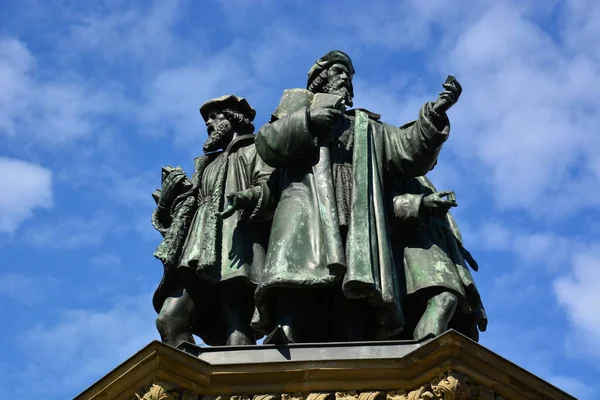 Frankfurt Duitsland 2021 Zicht Het Monument Van Johannes Gutenberg Uitvinder — Stockfoto