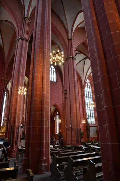 Frankfurt Německo 2021 Interiér Císařské Katedrály Bartoloměje Kaiserdom Frankfurtu Nad — Stock fotografie