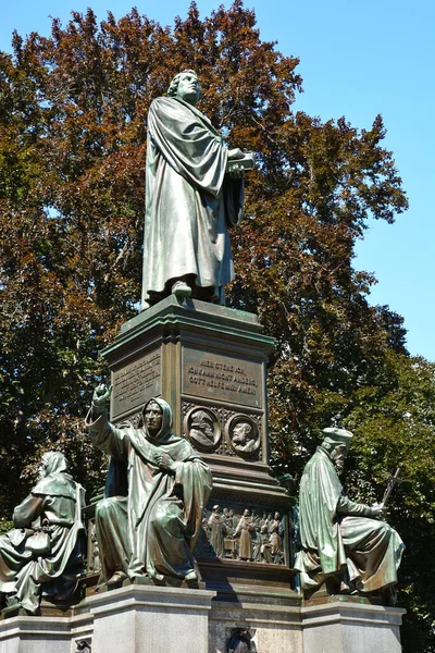 Worms Tyskland 2021 Utsikt Över Martin Luther Monumentet Staden Worms — Stockfoto