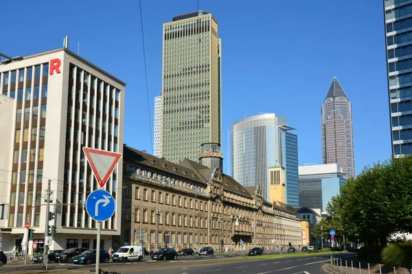 Frankfurt Tyskland 2021 Med Moderna Byggnader Staden Frankfurt Main — Stockfoto