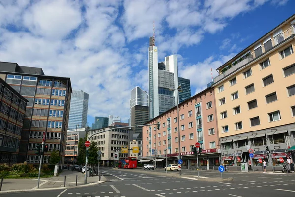 Frankfurt Duitsland 2021 Uitzicht Met Moderne Gebouwen Stad Frankfurt Aan — Stockfoto