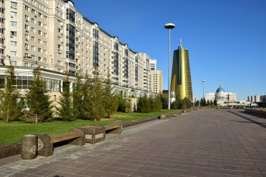 Astana, Kazakistan başkenti bir sokak görünümü