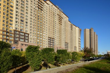Astana, Kazakistan başkenti bir sokak görünümü