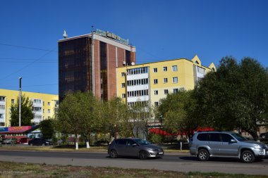 Astana, Kazakistan başkenti bir sokak görünümü