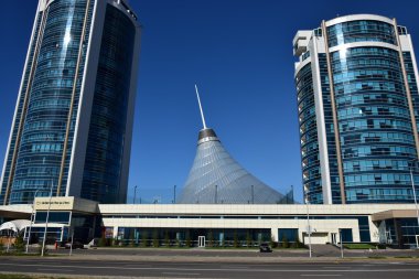 Astana, Kazakistan başkenti bir sokak görünümü