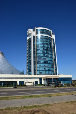 Astana, Kazakistan başkenti bir sokak görünümü