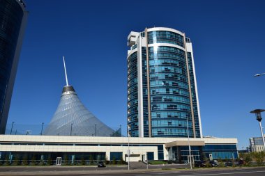 Astana, Kazakistan başkenti bir sokak görünümü