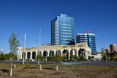 Astana, Kazakistan başkenti bir sokak görünümü