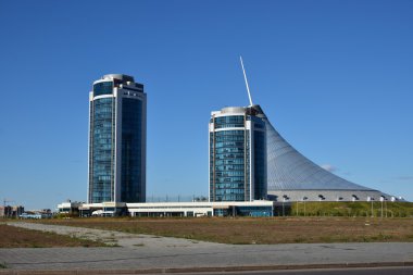 Astana, Kazakistan başkenti bir sokak görünümü