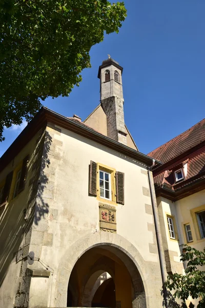 Kijk in de historische binnenstad van Rothenburg, Beieren, Duitsland — Stockfoto