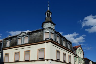 Bamberg, Almanya 07.28.2018: Bamberg, Bavyera 'daki tarihi binalar, Yukarı Franconia, Almanya