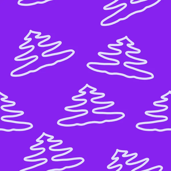 Silhouetten Lila Nahtlose Muster Mit Niedlichen Wald Kiefern Weihnachtsbäume Tannen — Stockfoto