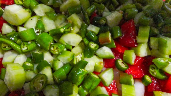 Pepino Orgânico Salada Tomate Prontos Para Comer — Fotografia de Stock