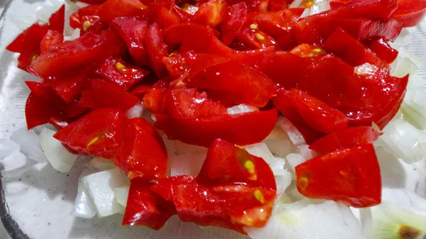Detailní Záběr Pečené Červené Papriky Grilovací Pánvi — Stock fotografie
