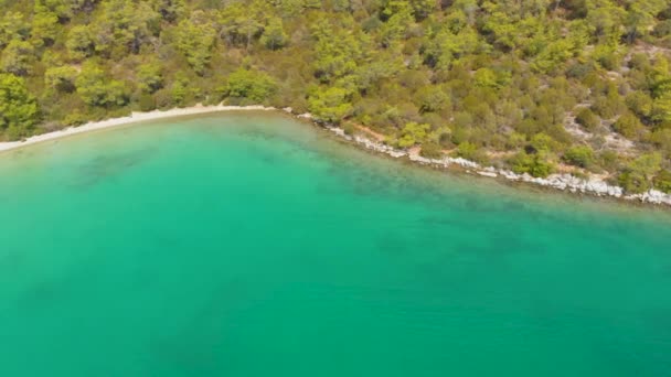 Peisajul Natural Aerian Golfului Secret Mării Egee Unde Întâlnește Verde — Videoclip de stoc