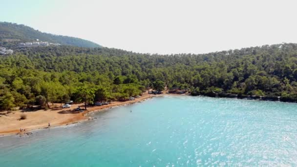 Paysage Naturel Aérien Baie Secrète Mer Égée Vert Bleu Rencontrent — Video