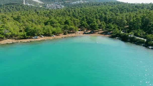 Krajobraz Natury Lotniczej Tajnej Zatoki Morza Egejskiego Gdzie Spotykają Się — Wideo stockowe