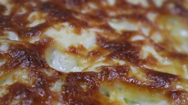 Domácí Lasagne Roztavené Čedarové Pozadí Tradiční Italská Kuchyně Lasagne Sýr — Stock fotografie