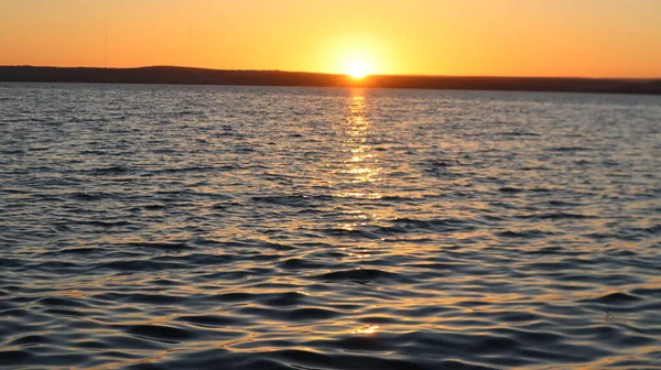 Orange Gold Sunset Sea Surface Sun Reflection Water Landscape Colorful — Stock Photo, Image