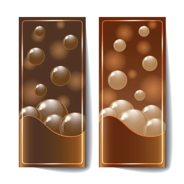Bannières avec texture chocolat noir . — Image vectorielle
