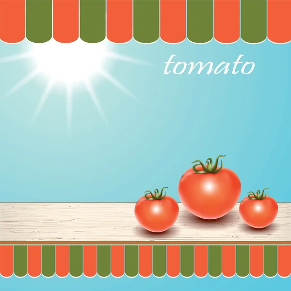 Tomates rouges fraîches sur la table près de la fenêtre . — Image vectorielle