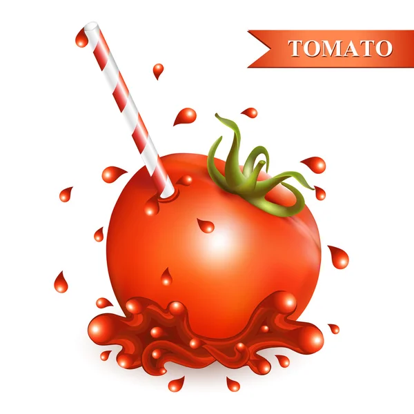 Tomate rouge fraîche avec tubule . — Image vectorielle