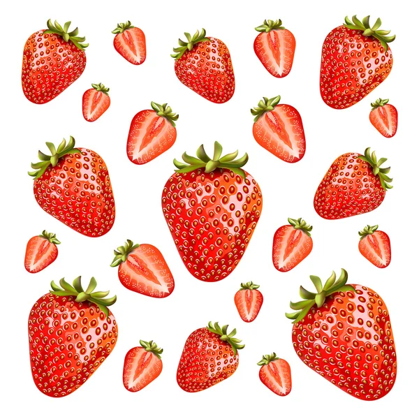 Fresas frescas aisladas sobre fondo blanco. — Vector de stock