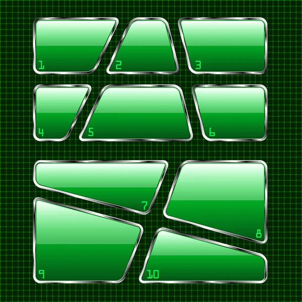 Conjunto de placas verdes sobre fondo abstracto . — Vector de stock