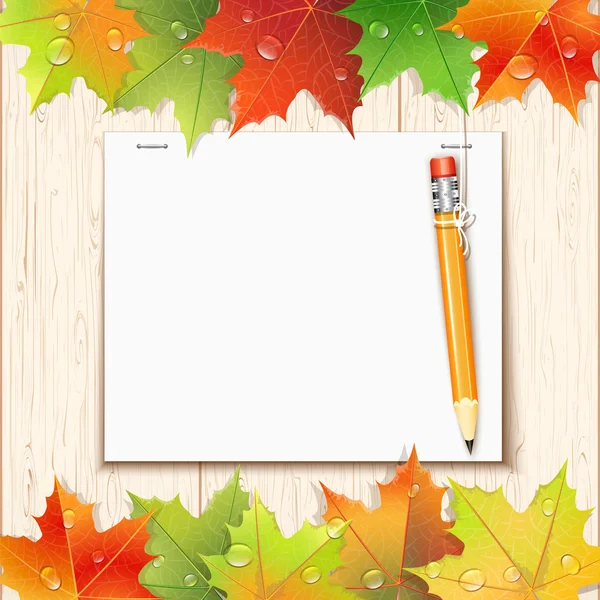 Crayon suspendu près de la feuille de papier . — Image vectorielle
