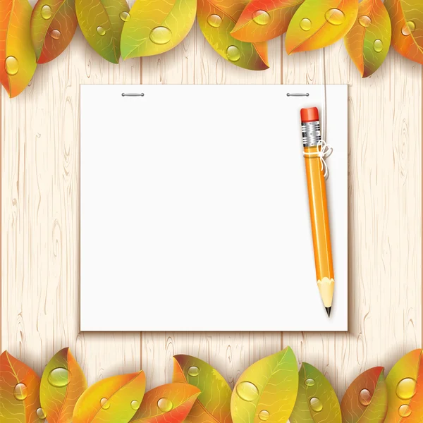 Crayon suspendu près de la feuille de papier . — Image vectorielle