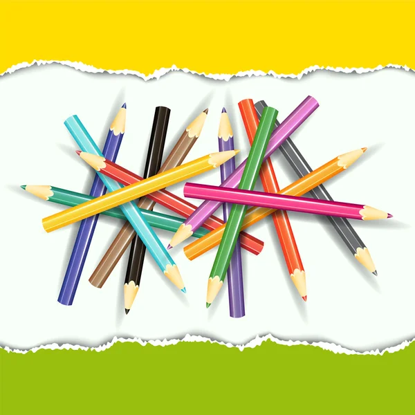 Collection de crayons sur fond abstrait . — Image vectorielle