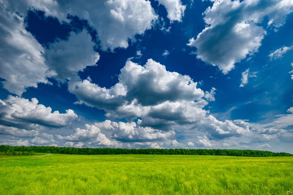 Fantastic cloudscape above the field. — Stock Photo, Image