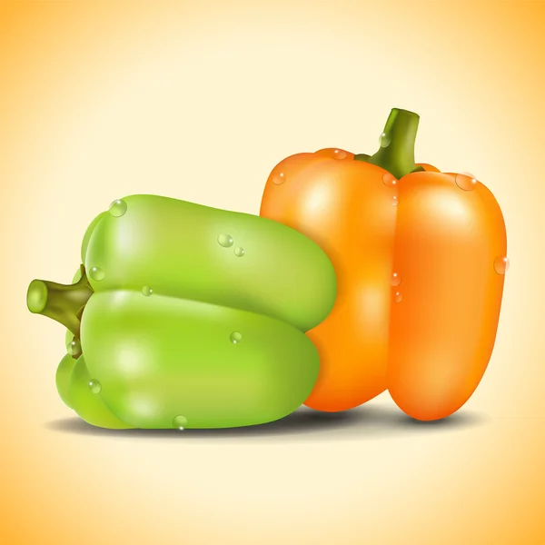 Pimienta dulce naranja y verde . — Vector de stock