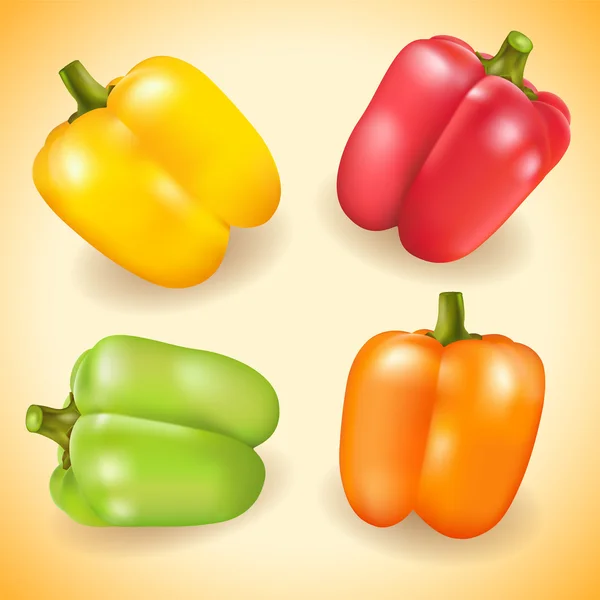 Coleção de pimenta doce colorida . — Vetor de Stock