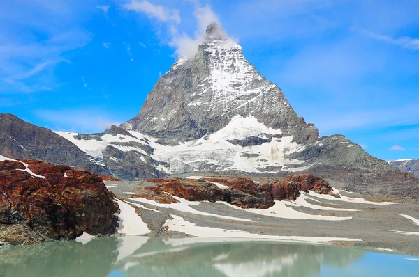 Uitzicht op de Matterhorn Berg op moment van de ochtend. — Stockfoto