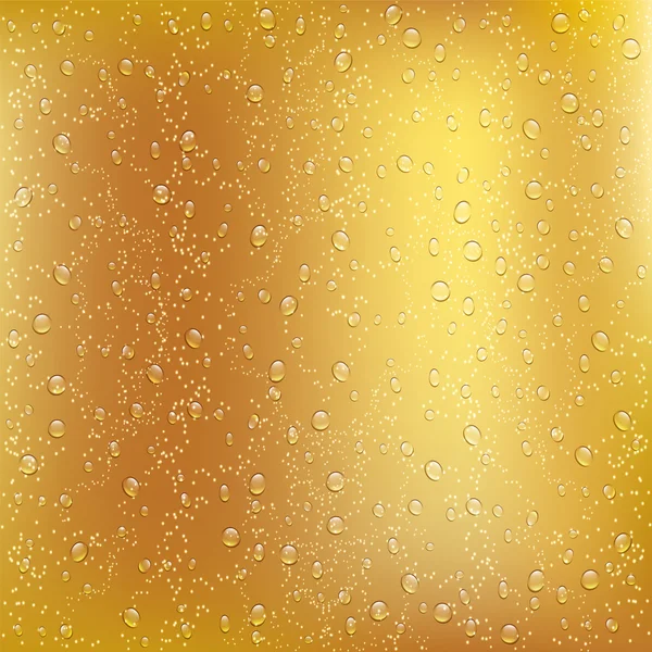 Gotas de agua en el vaso lleno de cerveza . — Vector de stock