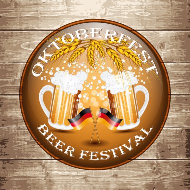 Vintage amblemi Oktoberfest festival için tarz.