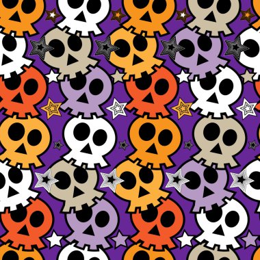 Kafatasları ile kesintisiz renkli arka plan.