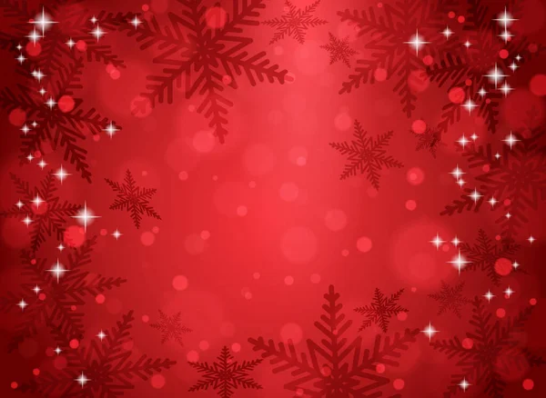 Flocons Neige Noël Sur Fond Rouge Illustration Vectorielle — Image vectorielle