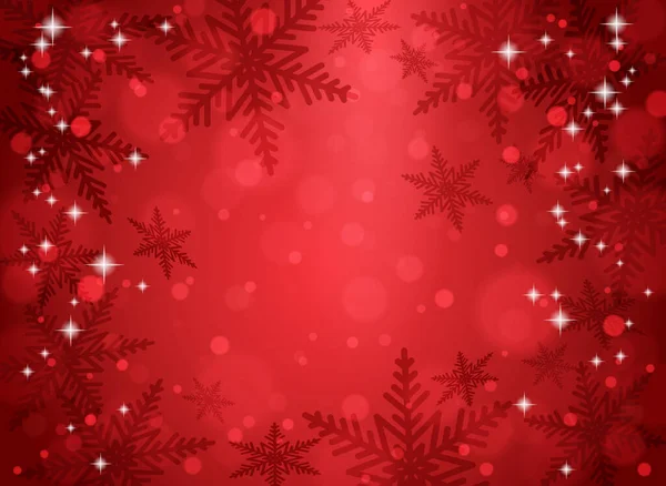 Kerst Sneeuwvlokken Rode Achtergrond Vectorillustratie — Stockvector