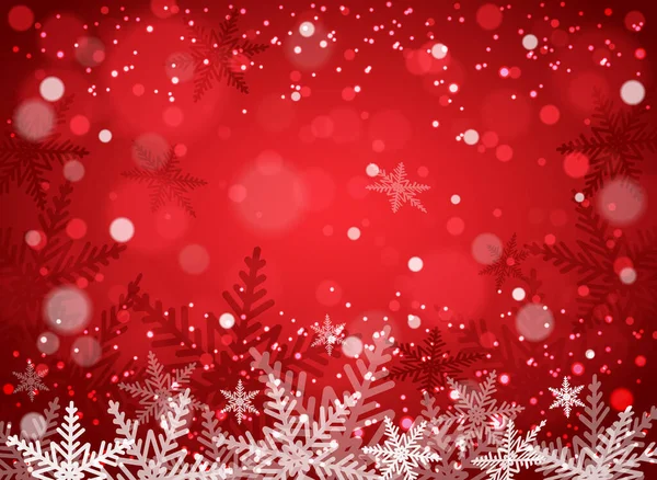 Flocons Neige Noël Sur Fond Rouge Illustration Vectorielle — Image vectorielle