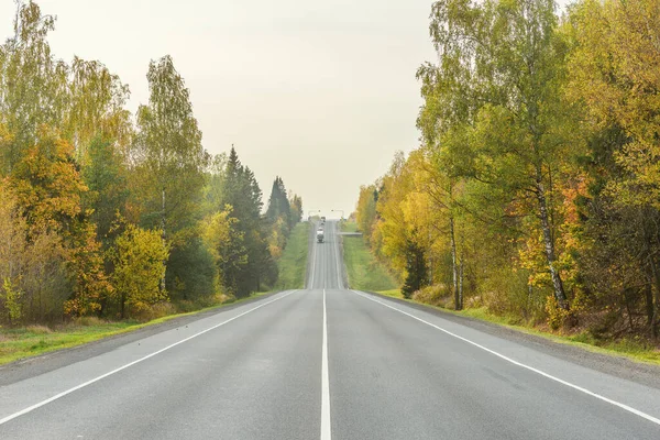 Long Straight Highway Autamn Day Time — Stock Photo, Image