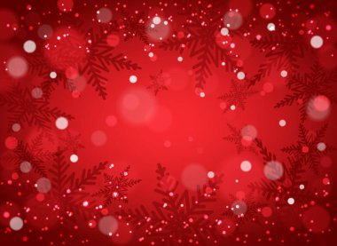 Kırmızı arka planda bulanık kar fırtınası. Vektör illüstrasyonu.