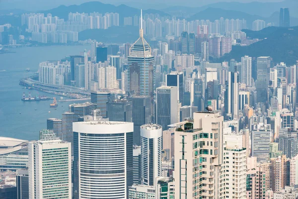 Blick Auf Die Innenstadt Von Hongkong Vom Victoria Peak Bei — Stockfoto