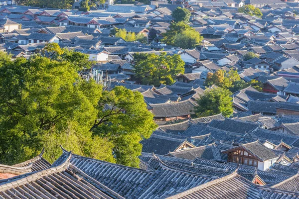 Αεροφωτογραφία Του Ιστορικού Κέντρου Της Πόλης Ξημέρωμα Λιανγκ Κίνα — Φωτογραφία Αρχείου