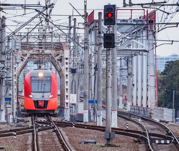 Trein Komt Naar Het Station Van Khosta Sotsji Rusland — Stockfoto