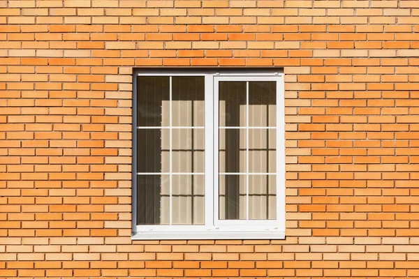 Window Red Brick Wall New House — Stock fotografie