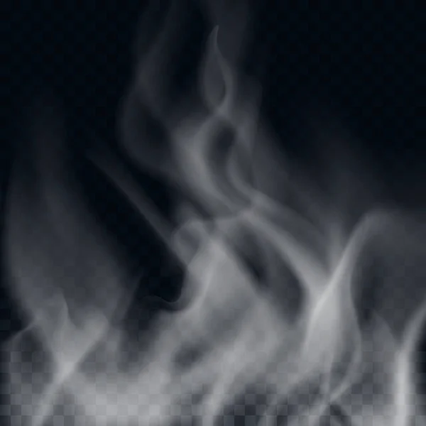 Isolated White Smoke Dark Background Vector Illustration — Stock Vector