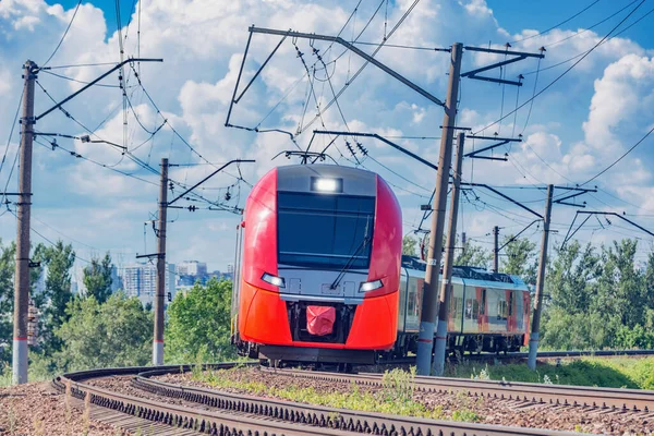 Електричний Потяг Рухається Вдень Москва Росія — стокове фото