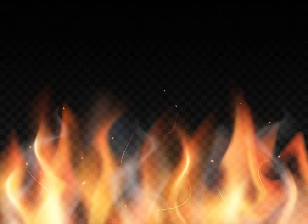 Пламя Огня Черном Фоне Красочная Векторная Иллюстрация — стоковый вектор